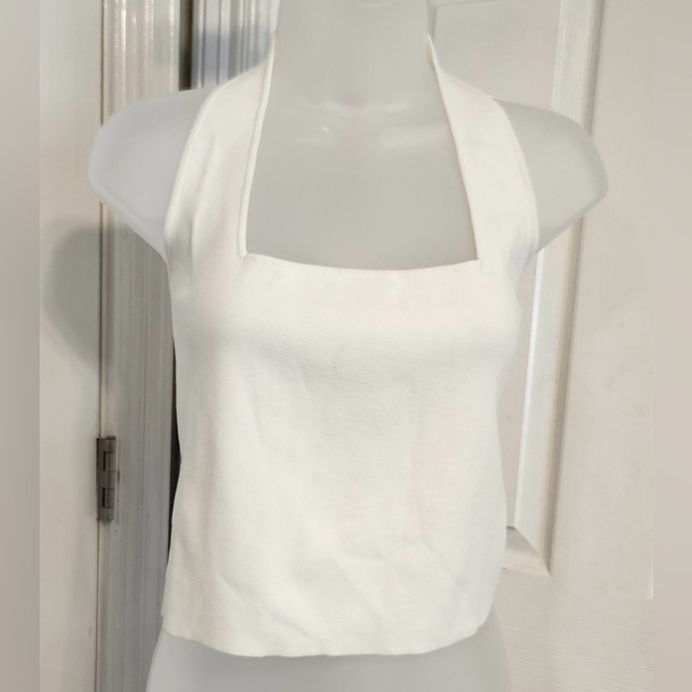 White Halter Neck Top